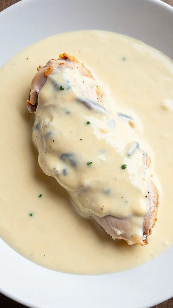 single chicken breast smothered in creamy salsa cheese sauce