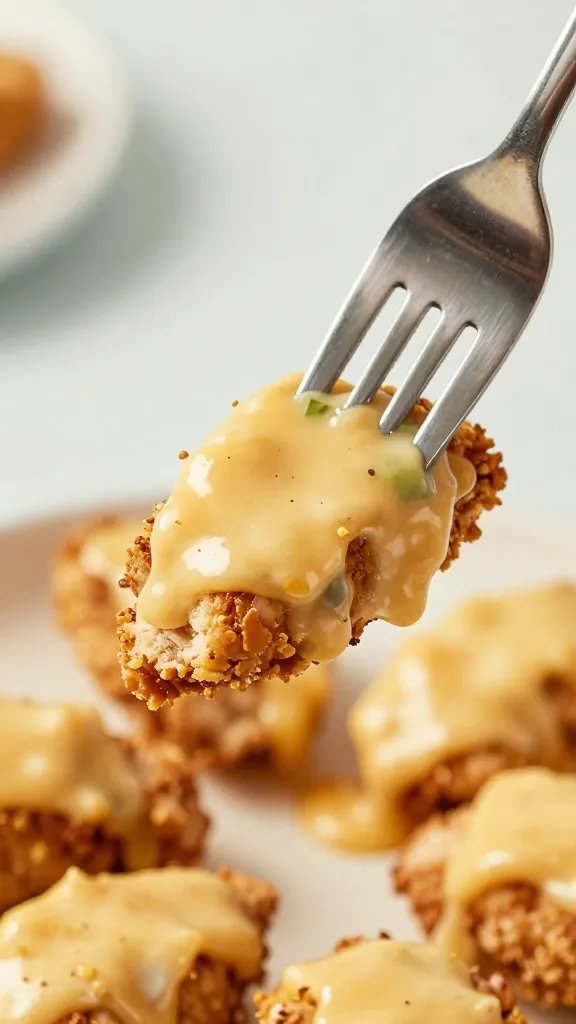 closeup fork lifting cheesy keto taco chicken bite