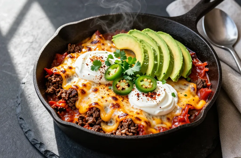 Cheesy Keto Beef Enchilada Skillet Weeknight Wonder