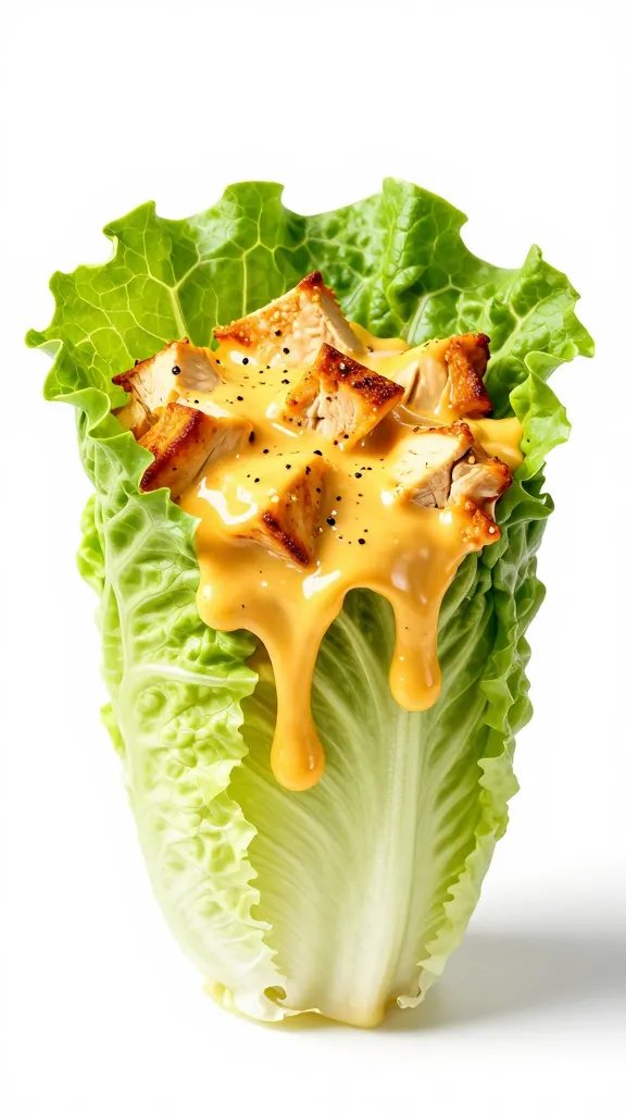 single lettuce cup piled with cheesy chicken taco skillet