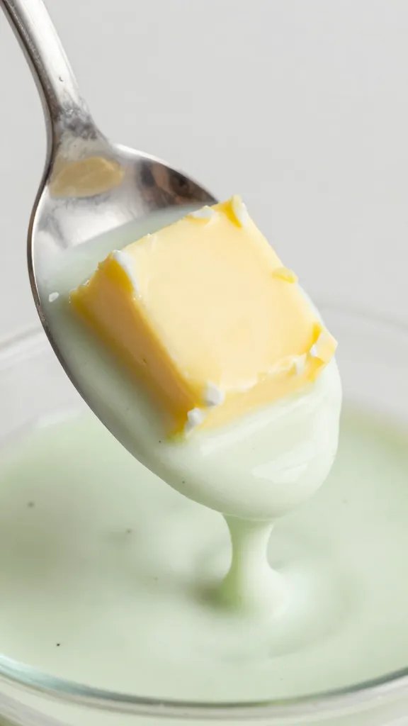 macro shot of spoon drizzling buttery cilantro lime sauce