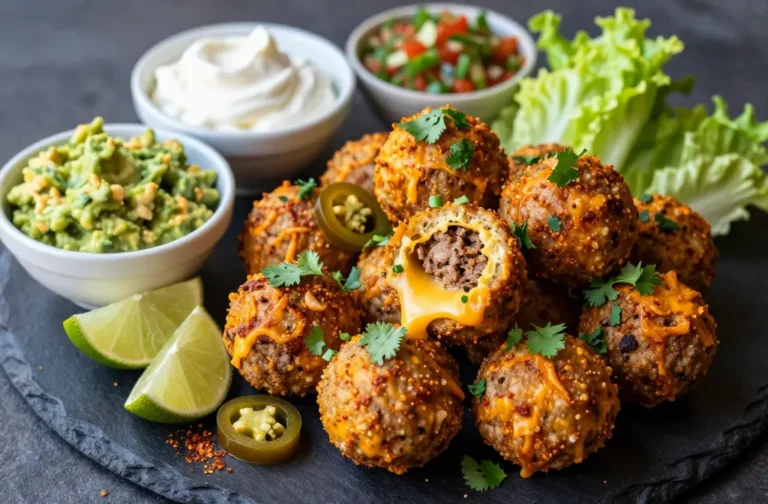 Keto Queso-Stuffed Taco Meatballs Party Bites