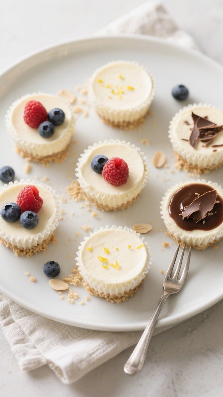Final dish, tasty top view: Overhead shot of chilled Keto Cheesecake Cups out of their liners and ne