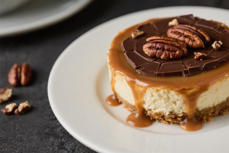 Keto Turtle Cheesecake (Caramel, Pecans, Chocolate) – A Rich, Low-Carb Treat