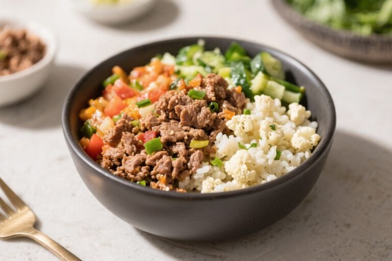 Ground Turkey Cauliflower Rice Bowl – A Light, Flavor-Packed Weeknight Meal