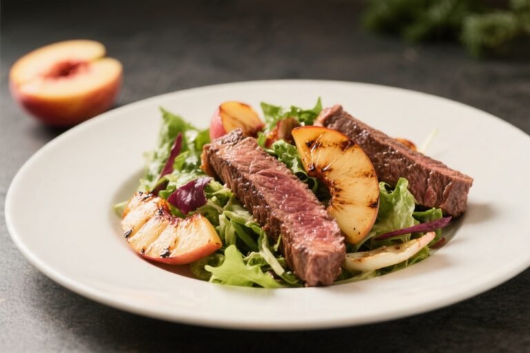 Steak & Grilled Peach Salad – Fresh, Savory, and Perfect for Warm Days