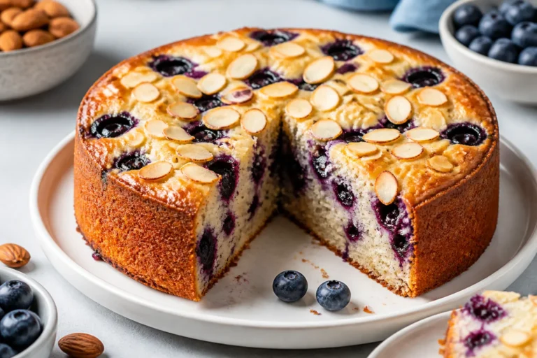 High Protein Blueberry Almond Cake – Light, Moist, and Naturally Flavorful