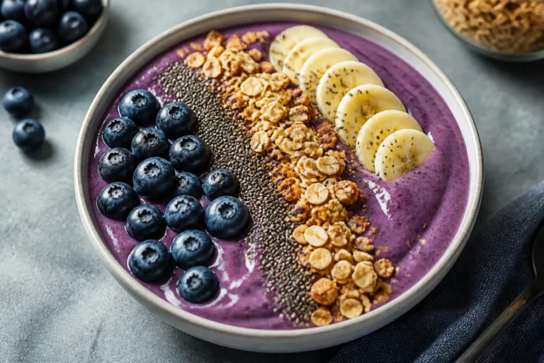 High Protein Blueberry Smoothie Bowl – Creamy, Colorful, and Satisfying