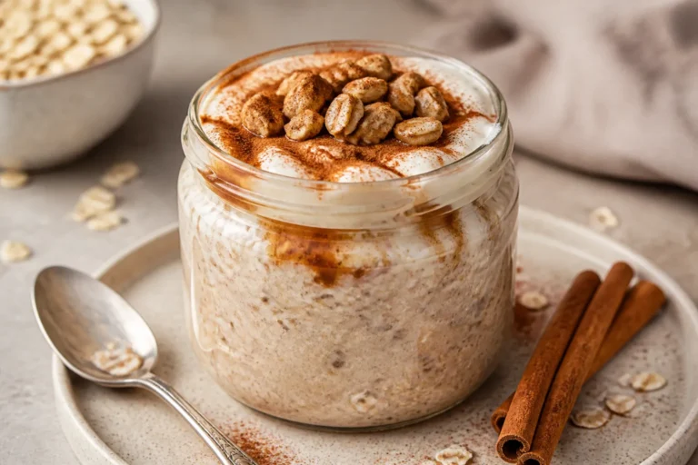 High Protein Cinnamon Roll Overnight Oats – Creamy, Cozy, and Meal-Prep Friendly