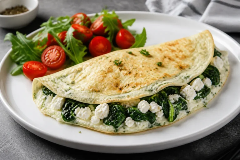 Egg White Spinach & Feta Omelet – Light, Savory, and Satisfying