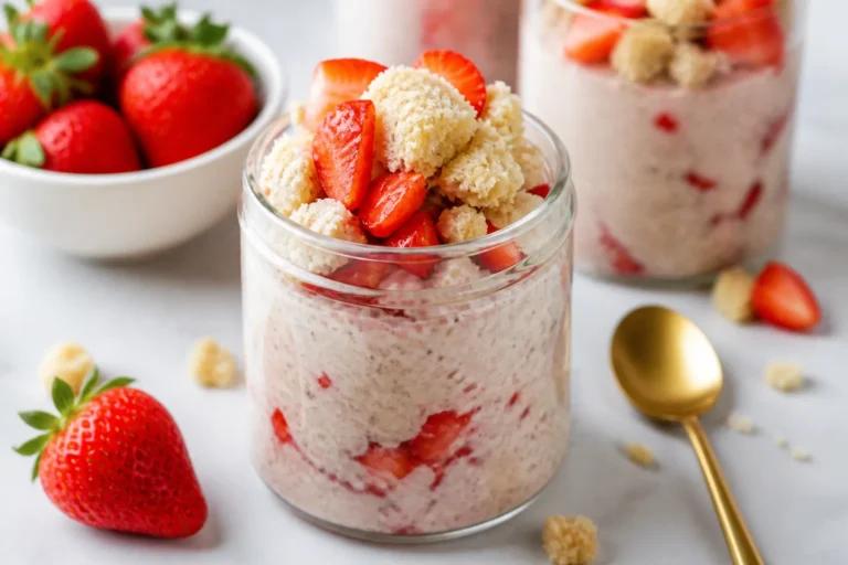 High Protein Strawberry Shortcake Overnight Oats – A Simple, Satisfying Make-Ahead Breakfast