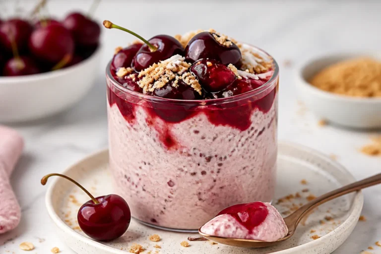 High Protein Cherry Cheesecake Overnight Oats – Creamy, Satisfying, and Ready by Morning